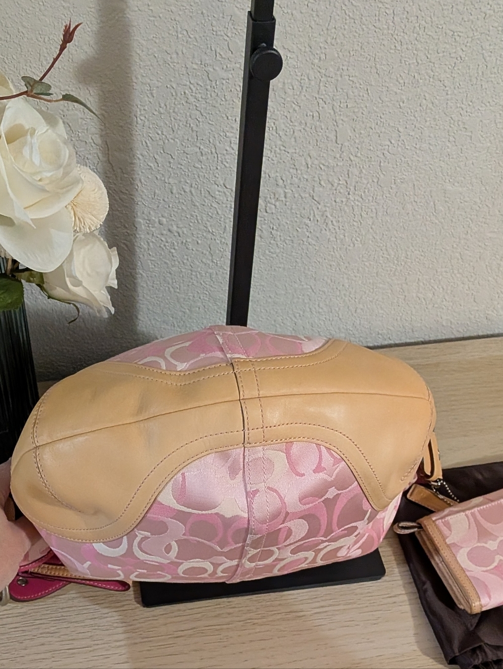 Y2K Coach Optic Hobo Bag & Wallet Signature Pink Jacquard & Leather Matching Set - Picture 8 of 15